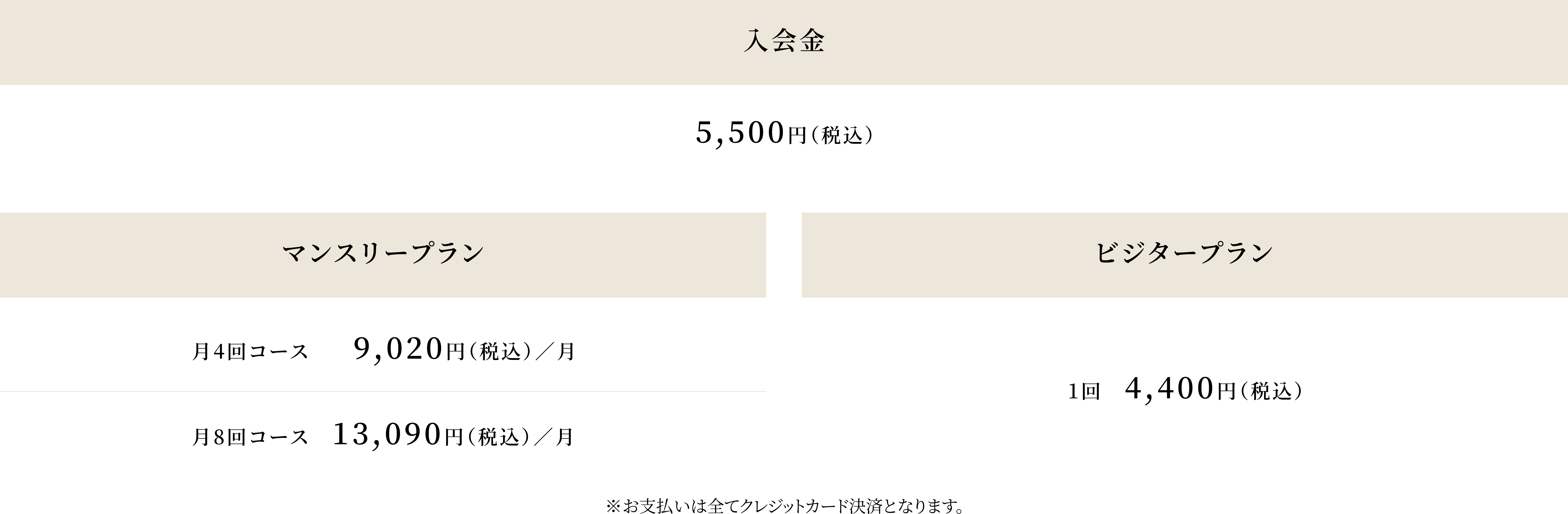 料金表